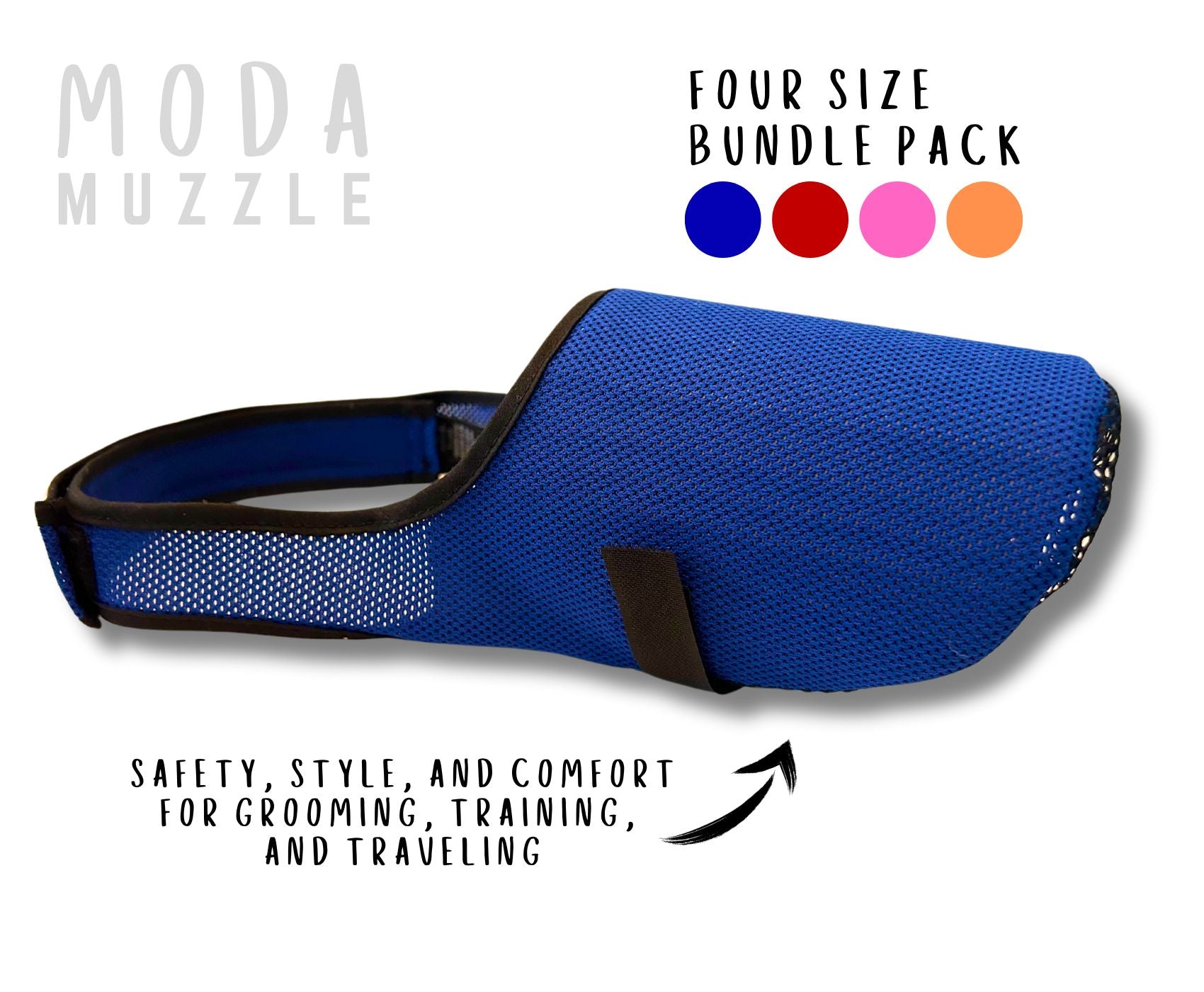 Moda Muzzle K9 Comfort Soft Mesh Mask for Dogs 4 Size Bundle Pack
