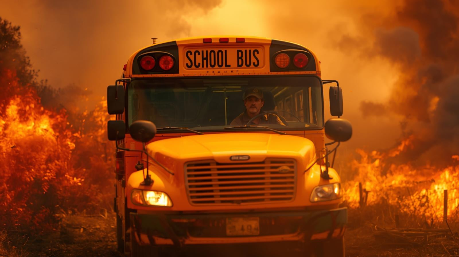 school bus driving through wildfires Paradise, California movie Lost Bus.jpg