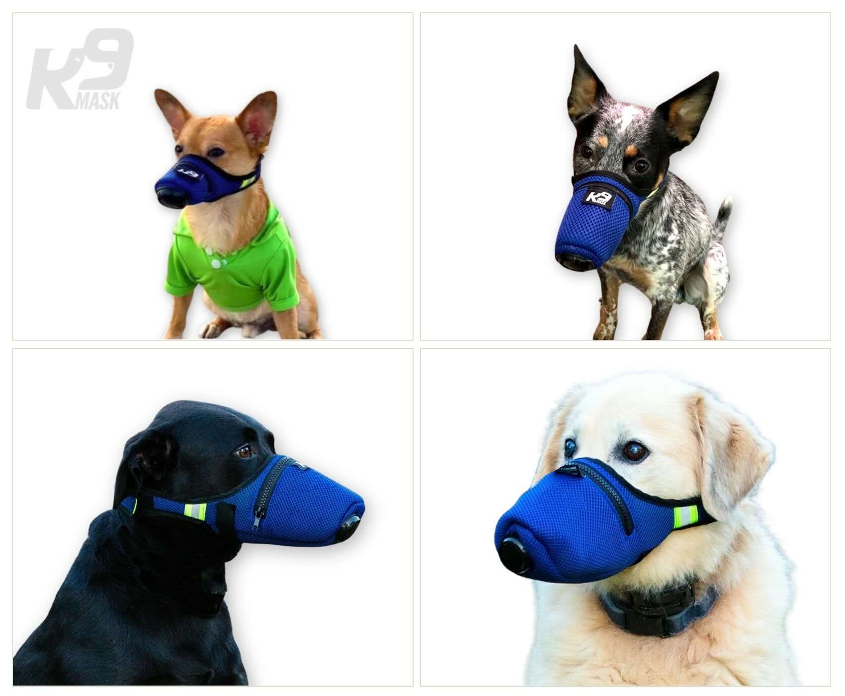 K9 Mask® for Dogs with 'Clean Breathe' Active Carbon Air Filters Blu