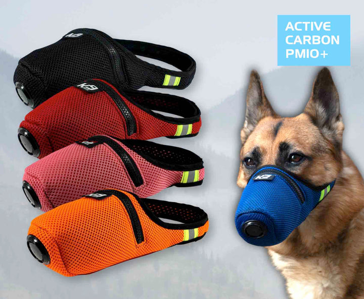 K9 Mask® Colors Clean Breathe Dog Lugbesoedeling Snuitfiltermasker