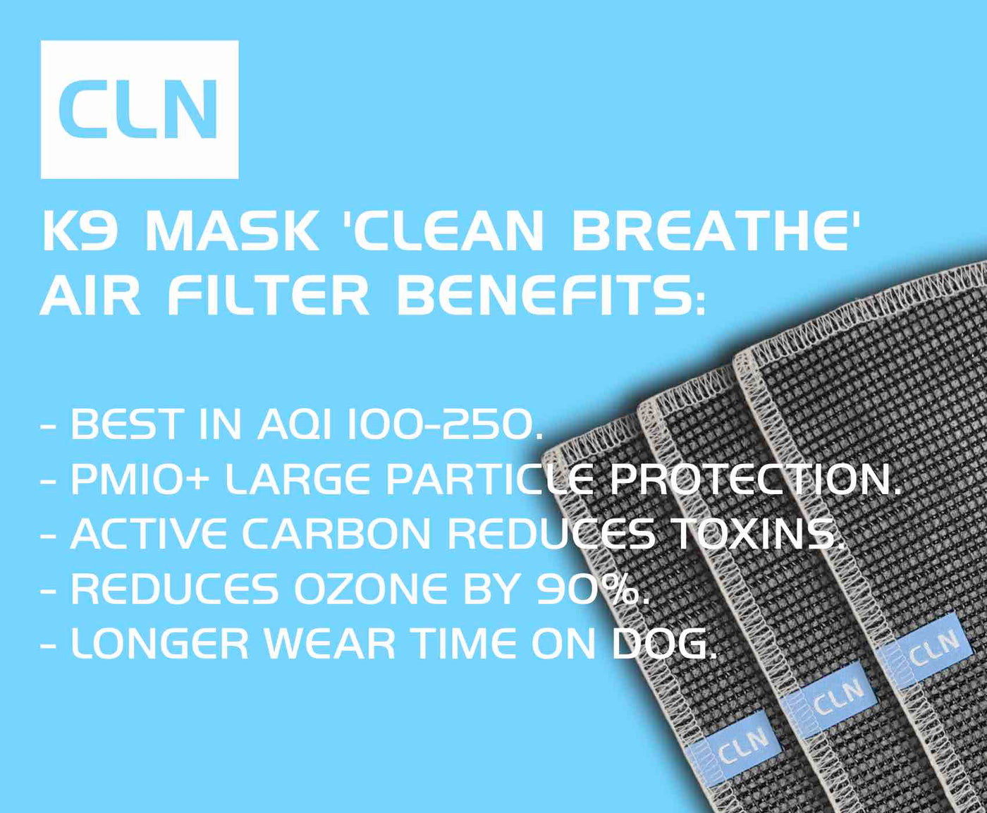 Clean Breathe K9 Mask® with PM10+ Active Carbon Filters